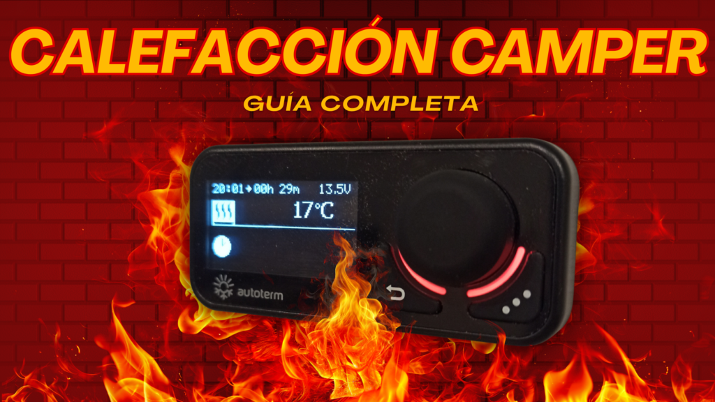 Imagen destacada del artículo sobre instalación de calefacción en furgoneta camper con un control manual del equipo en primer término