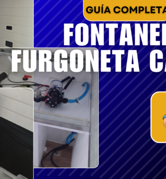 Imagen destacada del artículo sobre fontanería en una furgoneta camper mostrando el antes y después de la instalación y acabado final