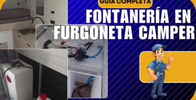 Imagen destacada del artículo sobre fontanería en una furgoneta camper mostrando el antes y después de la instalación y acabado final