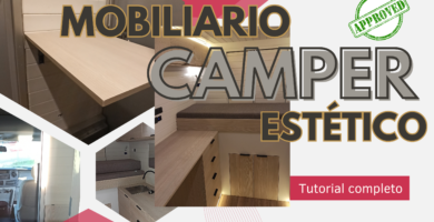 Imagen destacada del artículo sobre mobiliario para camperizar furgoneta mostrando el antes y después de la instalación y acabado final