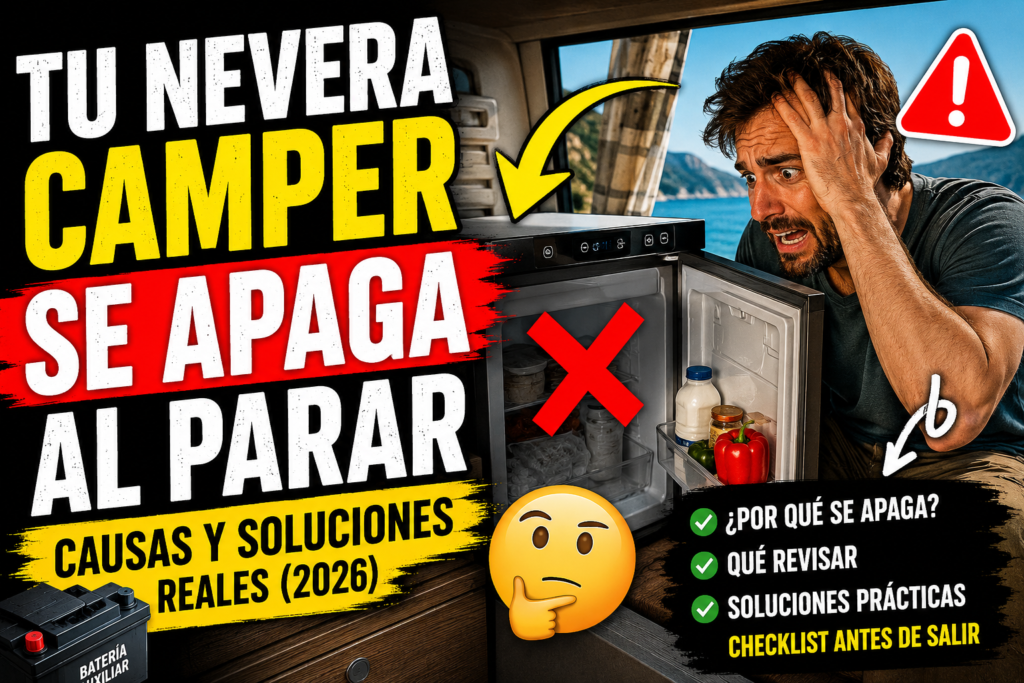 Tu nevera camper se apaga al parar: causas y soluciones reales (2026)